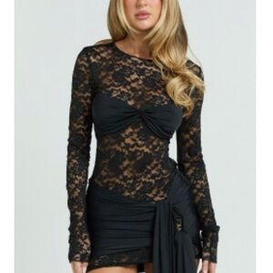 Lioness Black Lace Mini Dress